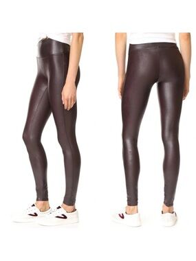 Spanx Faux Leather High Waisted Leggings Women’s SZ 2X in Burgundy